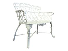 20TH CENTURY WHITE CAST IRON GARDEN BENCH