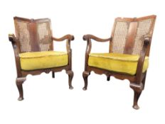 PAIR OF 20TH CENTURY BERGERE RATTAN ARMCHAIRS