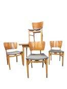 VINTAGE 20TH CENTURY ART DECO WALNUT DINING & CHAIRS
