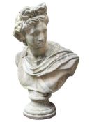 STONE COMPOSITE BUST OF APOLLO
