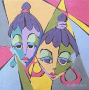 OLORUNFEMI KINRIN - 2013 NIGERIAN OIL ON CANVAS PORTRAIT OF LADIED WITH BRAIDED HAIR