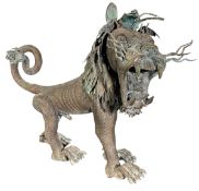 IMPRESSIVE CAMEROON, BAMILEKE TRIBE BRONZE LION SCULPTURE