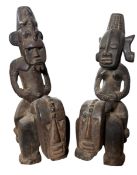 PAIR OF NIGERIAN, YORUBA PEOPLE CARVED WOOD EQUESTRIAN FERTILITY FETISH/FIGURES