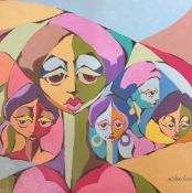 OLORUNFEMI KINRIN - 2015 NIGERIAN OIL ON CANVAS PAINTING OF FEMALE HEADS