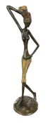 AFRICAN 20TH CENTURY LOST WAX BRONZE SCULPTURE OF FEMALE FIGURE