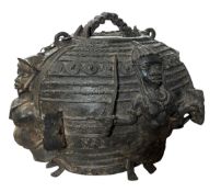 BELIEVED EDO PEOPLE, BENIN KINGDOM, NIGERIA BRONZE MEDICINE LIDDED VESSEL