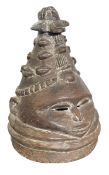 WEST AFRICAN, SIERRA LEONE, MENDE SOCIETY SOWEI CARVED WOOD HELMET MASK
