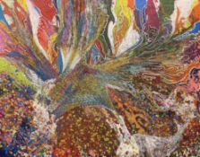 BABALOLA LAWSON (NIGERIA, B. 1973) - 2017 LARGE OSOGBO ART SCENE ABSTRACT PAINTING