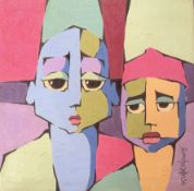 OLORUNFEMI KINRIN - 2013 NIGERIAN OIL ON CANVAS PORTRAIT OF TWO MEN