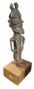 WEST AFRICAN, NIGERIA, BENIN PEOPLE CAST BRONZE & BRASS OBA KING FIGURE/STAFF