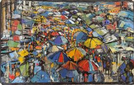 SAM KOBEE (GHANAIAN) - ACCRA MARKET, 2022 - CONTEMPORARY OIL & MIXED MEDIA ON CANVAS