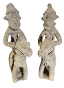 PAIR OF DJENNE, CENTRAL MALI, TERRACOTTA FUNERARY/ALTAR EQUESTRIAN FIGURES