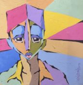 OLORUNFEMI KINRIN - 2016 NIGERIAN OIL ON CANVAS PORTRAIT OF MAN WITH CAP