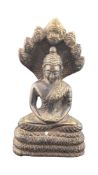 EARLY 20TH CENTURY BRONZED BRASS INDIAN BUDDHA / LORD VISHNU FIGURE