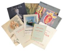 ART EXHIBITION PROGRAMMES - TO INC. DAVID HOCKNEY, PAUL HELLEU, STRAWALDE, ETC. SIGNED
