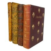 FOUR LEATHER-BOUND POETRY BOOKS, TO INC. AKENSIDE, SHELLEY, SCOTT & DE COVERLY