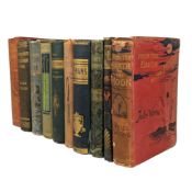 19TH CENTURY PICTORIAL CLOTH - TO INC. ROBINSON CRUSOE, FROM EARTH TO THE MOON, HUCKLEBERRY FINN ETC