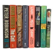 MODERN FIRST EDITIONS, SOME OF WHICH ARE SIGNED - JOHN GRISHAM, COLIN FORBES, JEREMY PAXMAN ETC.