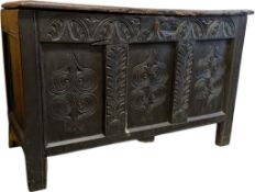 18TH CENTURY CARVED EBONISED COFFER