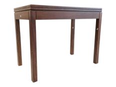 MID CENTURY MOD EX MILITARY MAHOGANY FOLD OVER GAMES TABLE.