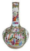 19TH CENTURY CHINESE QING DYNASTY CANTON FAMILLE ROSE BOTTLE VASE 清 广彩人物花鸟瓶