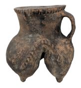 CHINESE NEOLITHIC LONGSHAN CULTURE GREY POTTERY TRIPOD LI 龙山文化三足陶鬲/罐