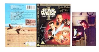 STAR WARS - EPISODE I PHANTOM MENACE TRIPLE-SIGNED PROMO DVD COVER