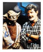 STAR WARS - GEORGE LUCAS & FRANK OZ DUAL SIGNED PHOTO - SWAU