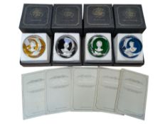 JOHN PINCHES - FOUR BOXED 1970S ROYAL CAMEOS IN CRYSTAL GLASS PAPERWEIGHTS