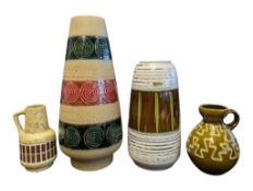 FOUR LATE 20TH CENTURY WEST GERMAN POTTERY VASES