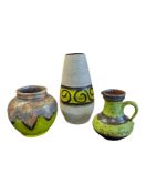 WEST GERMAN POTTERY - THREE VINTAGE CERAMIC VASES