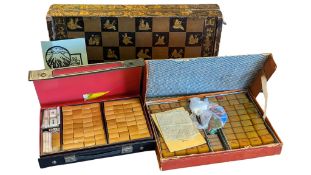 CHINESE MAHJONG SETS & CANTONESE LACQUERED CHESS GAMES BOARD