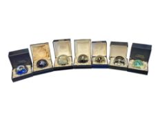 CAITHNESS - SEVEN LATE 20TH CENTURY BOXED GLASS PAPERWEIGHTS