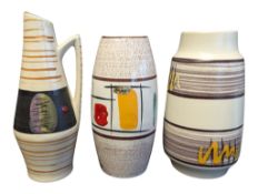 THREE MID CENTURY WEST GERMAN SCHEURICH CERAMIC VASES