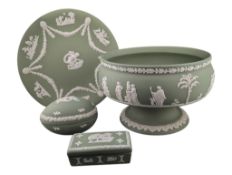 WEDGWOOD - COLLECTION OF 20TH CENTURY GREEN JASPERWARE