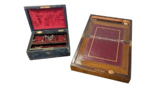 19TH CENTURY WRITING SLOPE & LEATHER JEWELLERY BOX