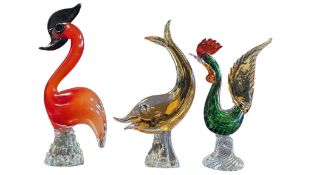 COLLECTION OF THREE MID CENTURY MURANO STUDIO GLASS FIGURINES