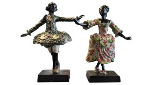 PAIR OF VINTAGE 20TH CENTURY COURTING / DANCING COUPLE FIGURES