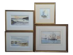 FOUR 20TH CENTURY COASTAL / RIVERSIDE INTEREST PAINTINGS