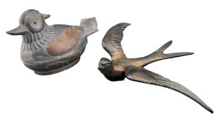 CHINESE 1920S SPELTER & BRASS BIRD & DUCK FIGURE