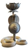 LATE 19TH CENTURY INDIAN BRASS COBRA SNAKE CANDLESTICK
