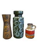 THREE LATE 20TH CENTURY SCHEURICH WEST GERMAN CERAMIC VASES