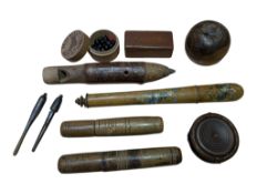 COLLECTION OF 20TH CENTURY VINTAGE SEWING RELATED ETUIS & TREEN