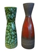 TWO LATE 20TH CENTURY WEST GERMAN POTTERY CERAMIC VASES