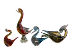 COLLECTION OF FOUR MID CENTURY MURANO STUDIO ART GLASS DUCKS