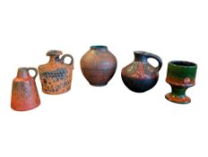 WEST GERMAN POTTERY - FIVE VINTAGE CERAMIC VASES