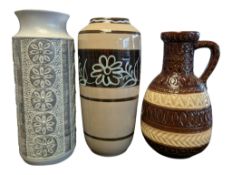 THREE LATE 20TH CENTURY WEST GERMAN LARGE POTTERY VASES
