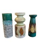 WEST GERMAN POTTERY - THREE VINTAGE CERAMIC VASES