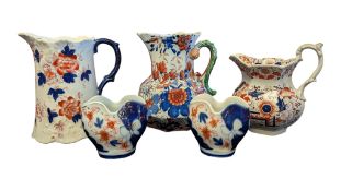 COLLECTION OF EARLY 19TH CENTURY IRONSTONE CHINA IMARI JUGS & VASES