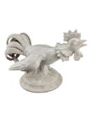 EARLY 20TH CENTURY CRACKLE GLAZE PORCELAIN FIGURE OF A COCKEREL